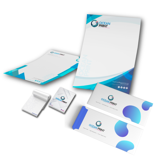 Artículos de una empresa personalizada - Papelería corporativa Ocean print