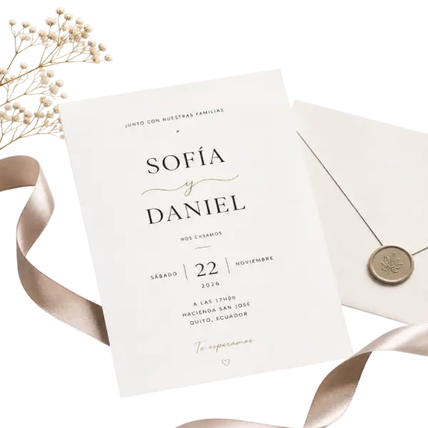 Invitación Minimalista en Papel Premium con Acabado Elegante